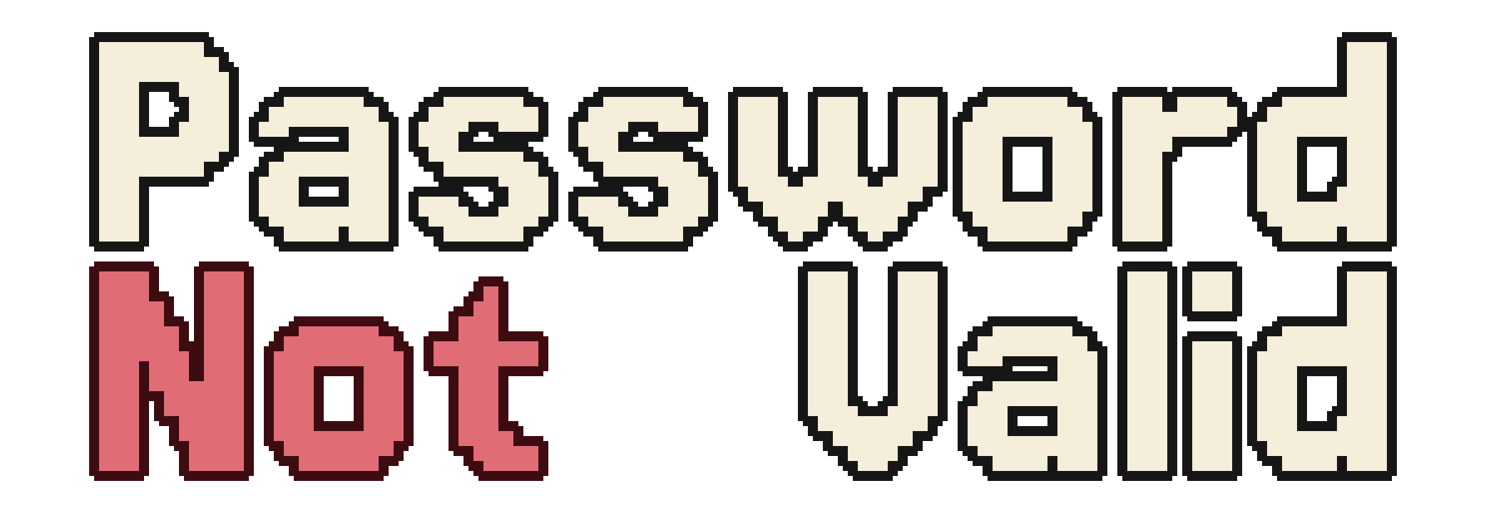 Password Not Valid logo on two lines, transparent
