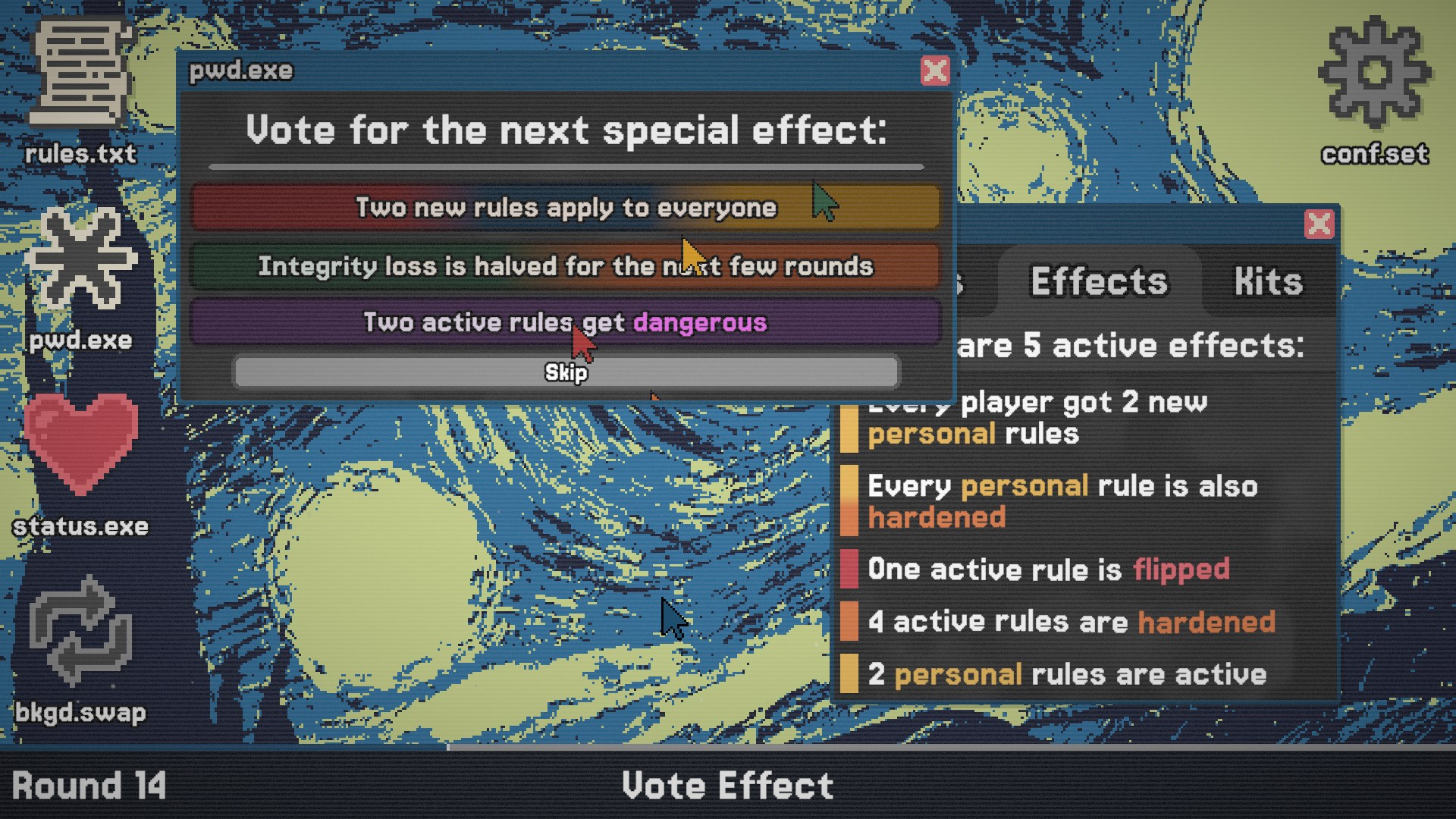 Players vote with their cursors on the next special effect